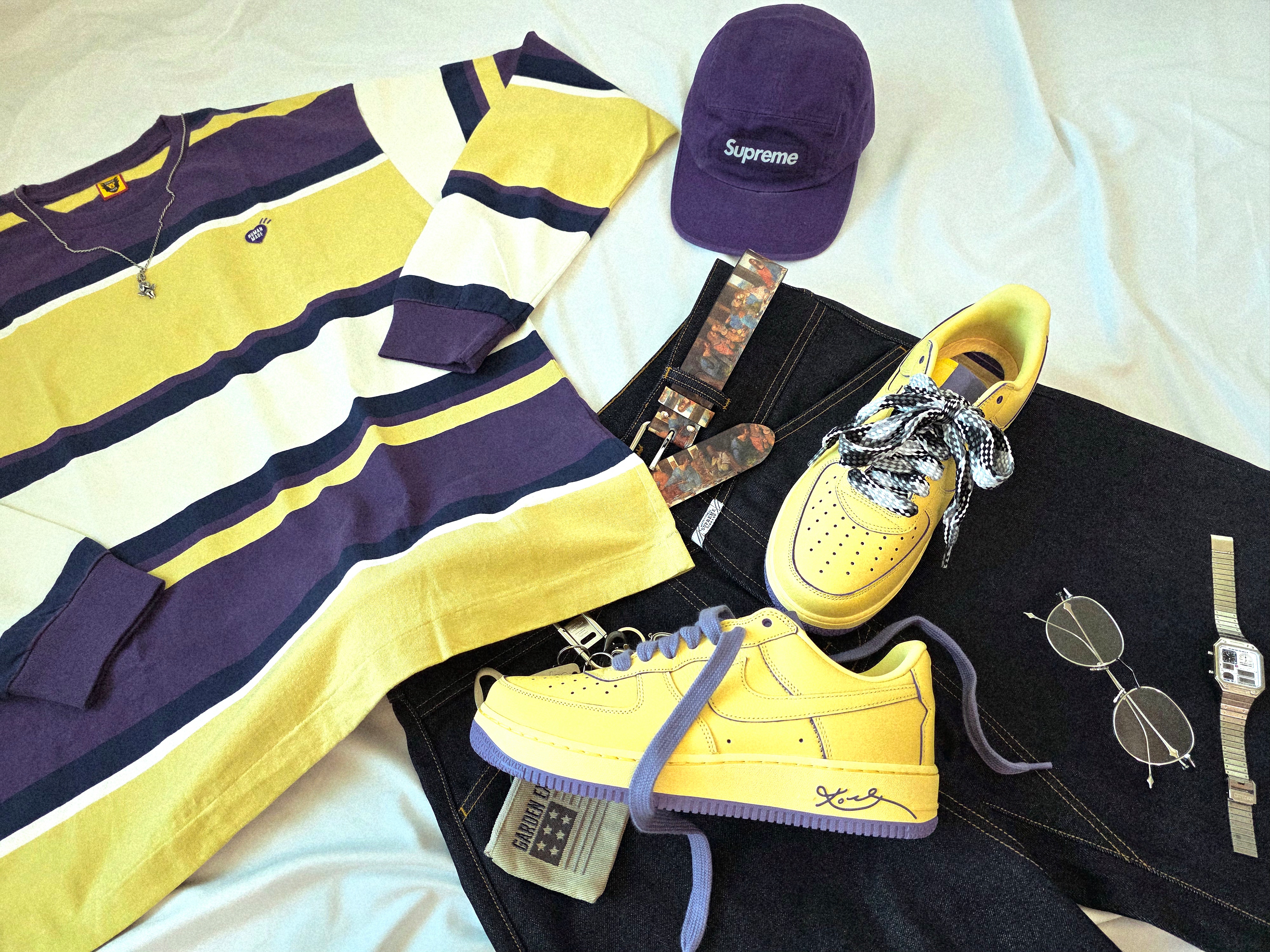Nike Air Force 1 Low Protro Soft Yellow, Plastick Bandage Banana Bandage Socks White 착용 스타일 - 2