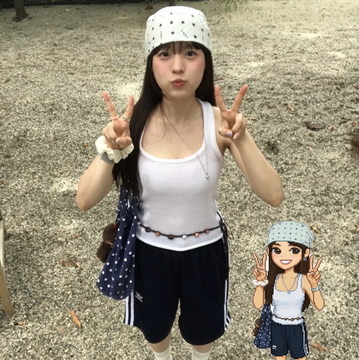 (W) Crocs Classic Platform Clog Black, Adidas Adicolor Firebird Shorts Night Indigo - KR Sizing 착용 스타일 - 2