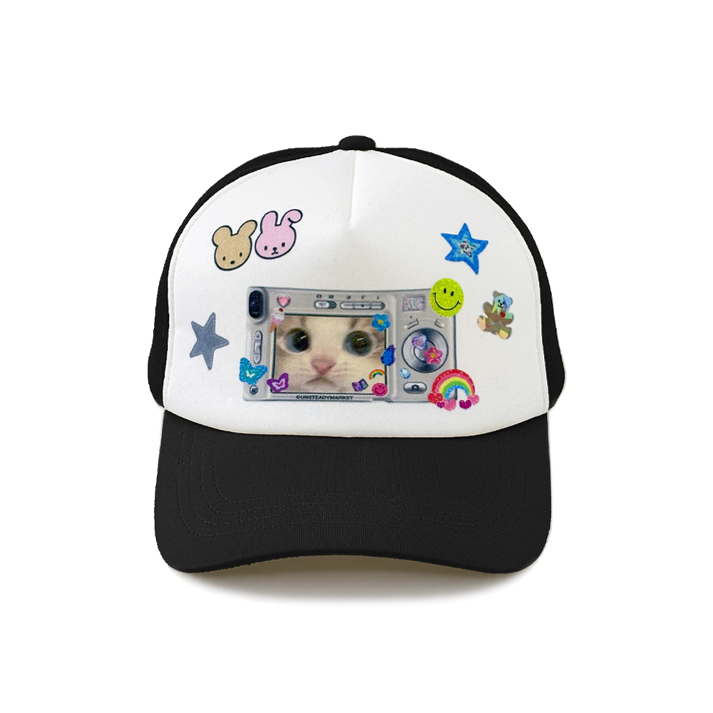 USM25CAP01 UnsteadyMarket Kitty Trucker Cap Black