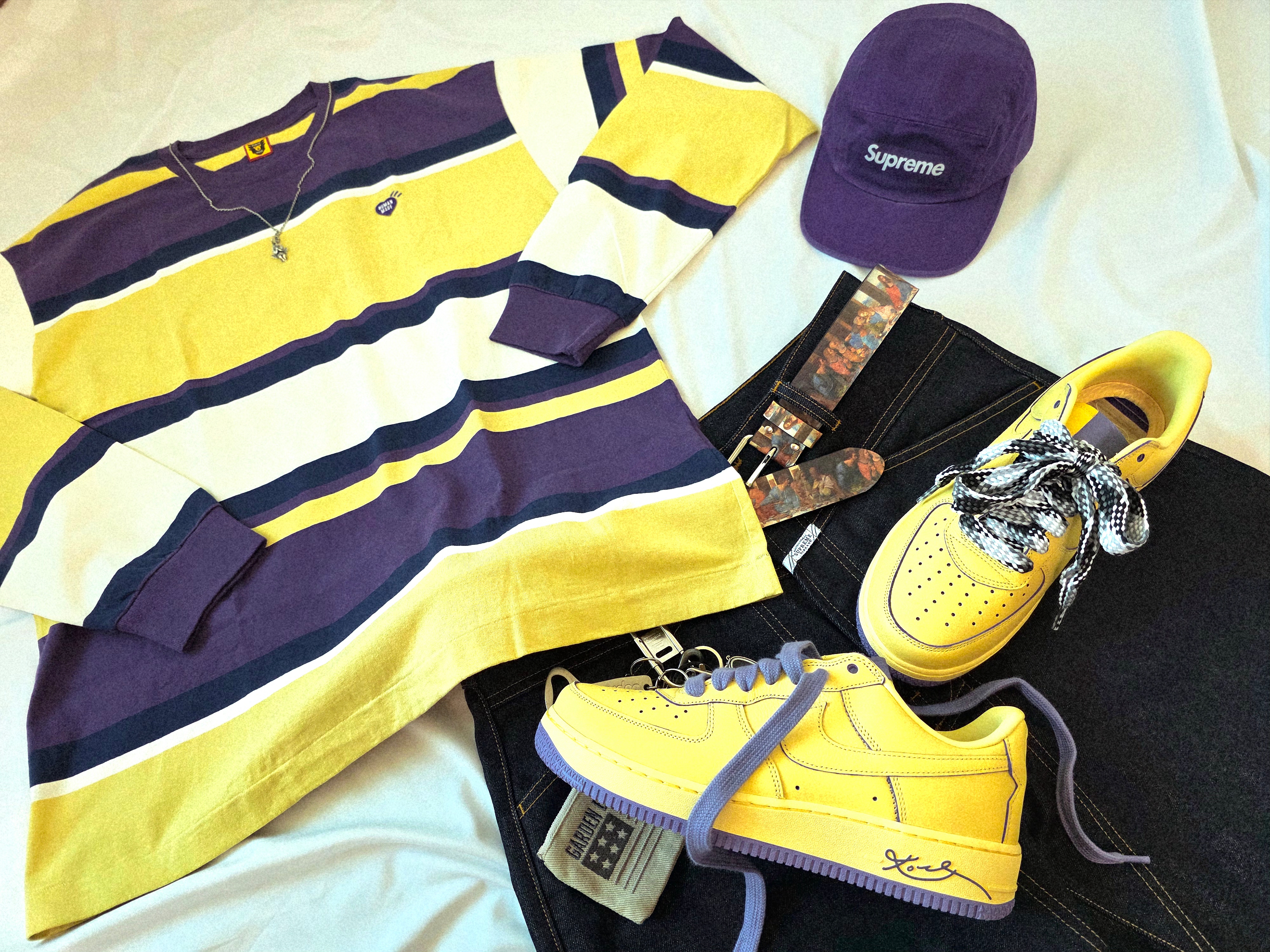 Nike Air Force 1 Low Protro Soft Yellow, Plastick Bandage Banana Bandage Socks White 착용 스타일 - 3
