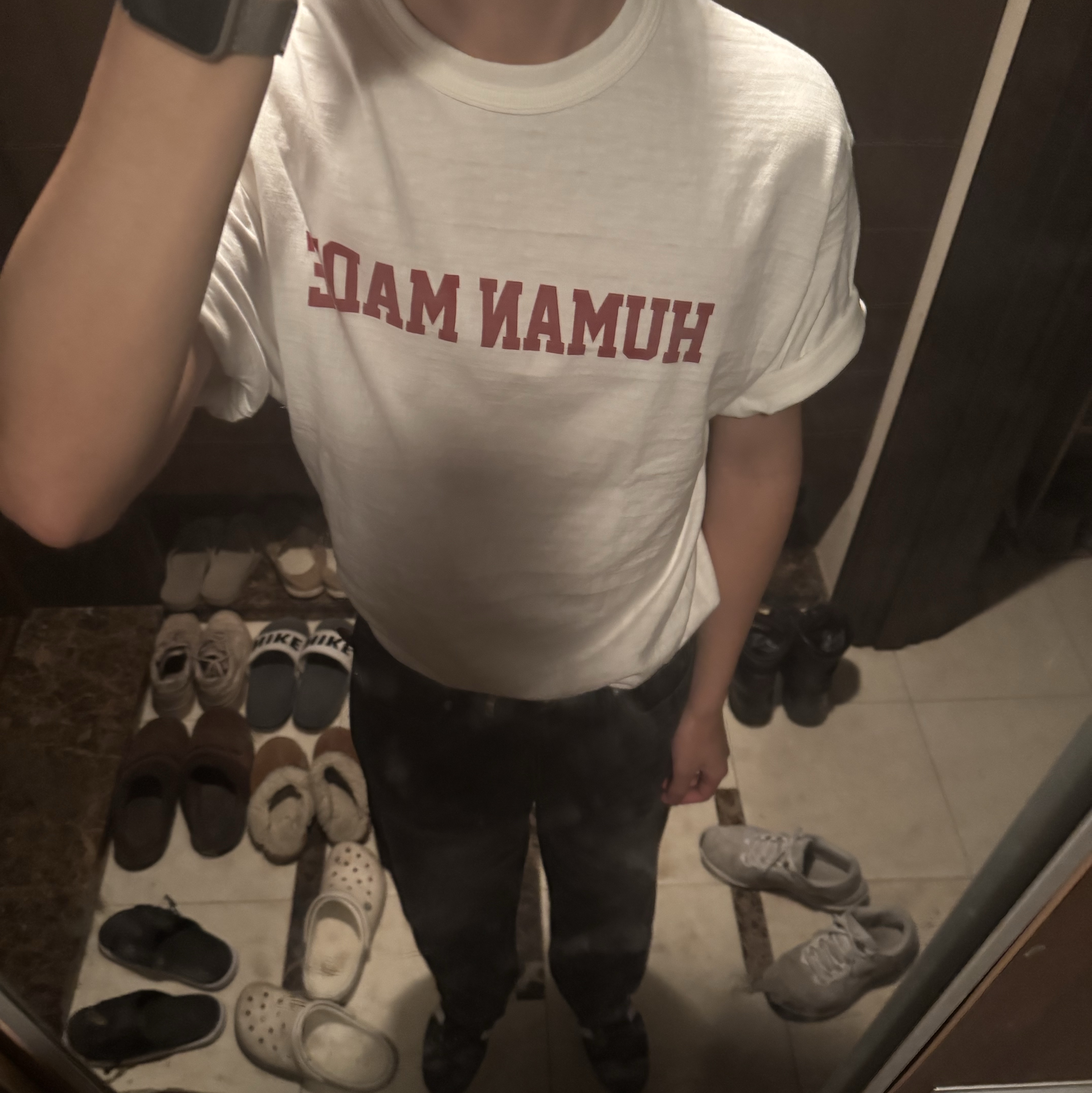 Human Made Classic T-Shirt White, Adidas Samba OG Black White Gum 착용 스타일