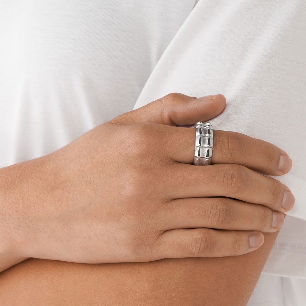 Diesel Dx1394 Stainless Steel Band Ring Silver 착용 스타일 - 1