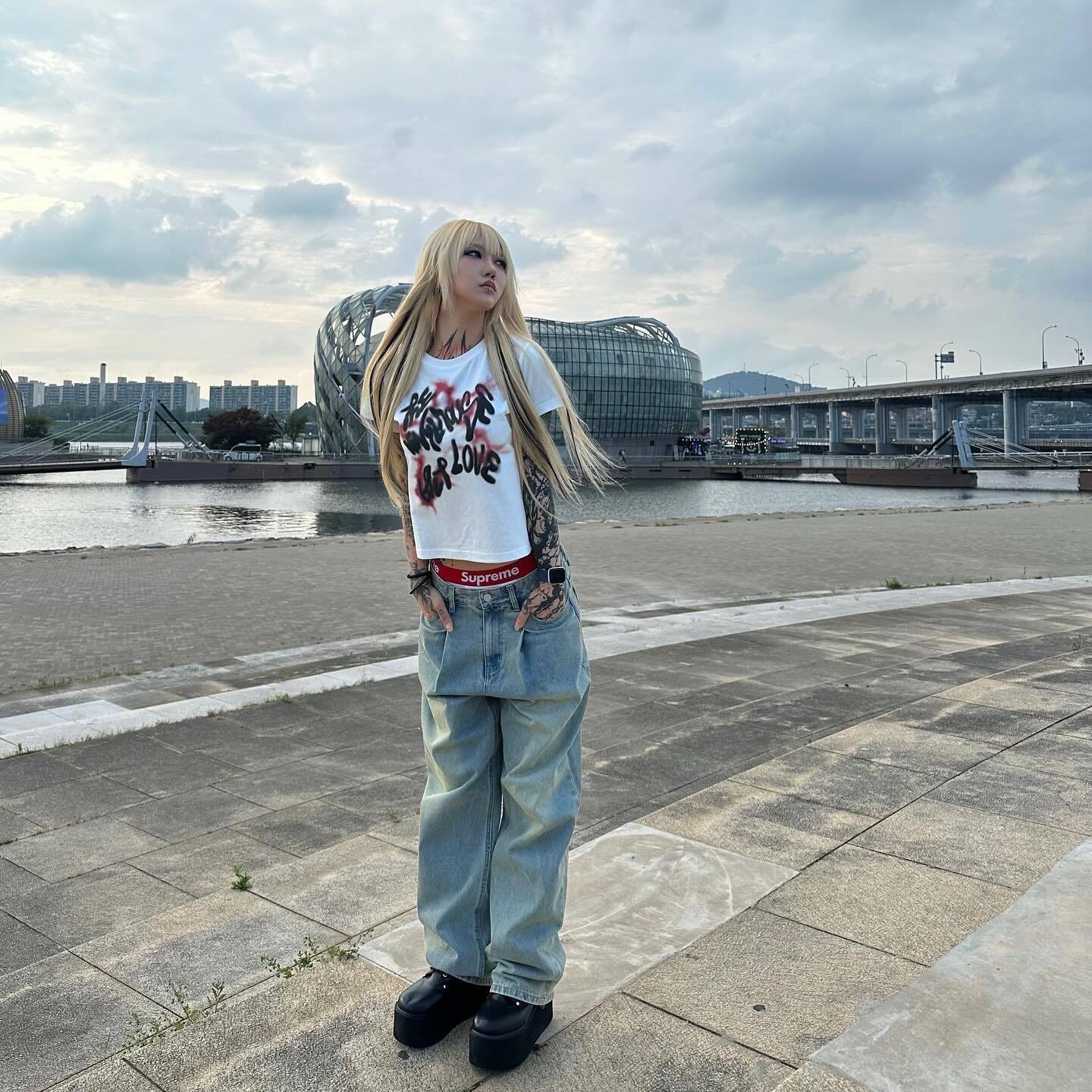 Thevinylhouse Spray Star Tee White, Supreme Hanes Boxer Briefs White (4 Pack) 착용 스타일