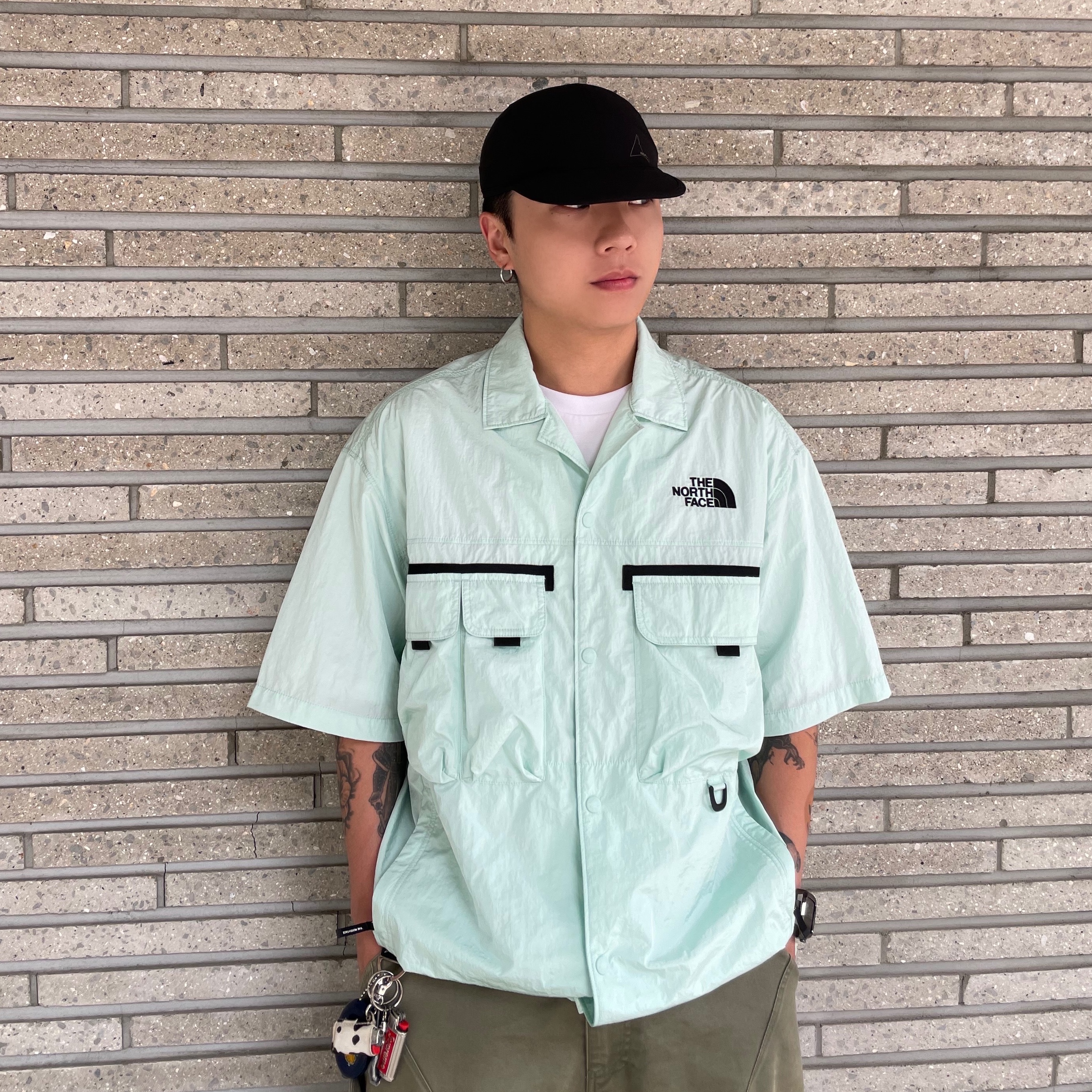 The North Face White Label Sheldon S/S Shacket Mint 착용 스타일 - 2