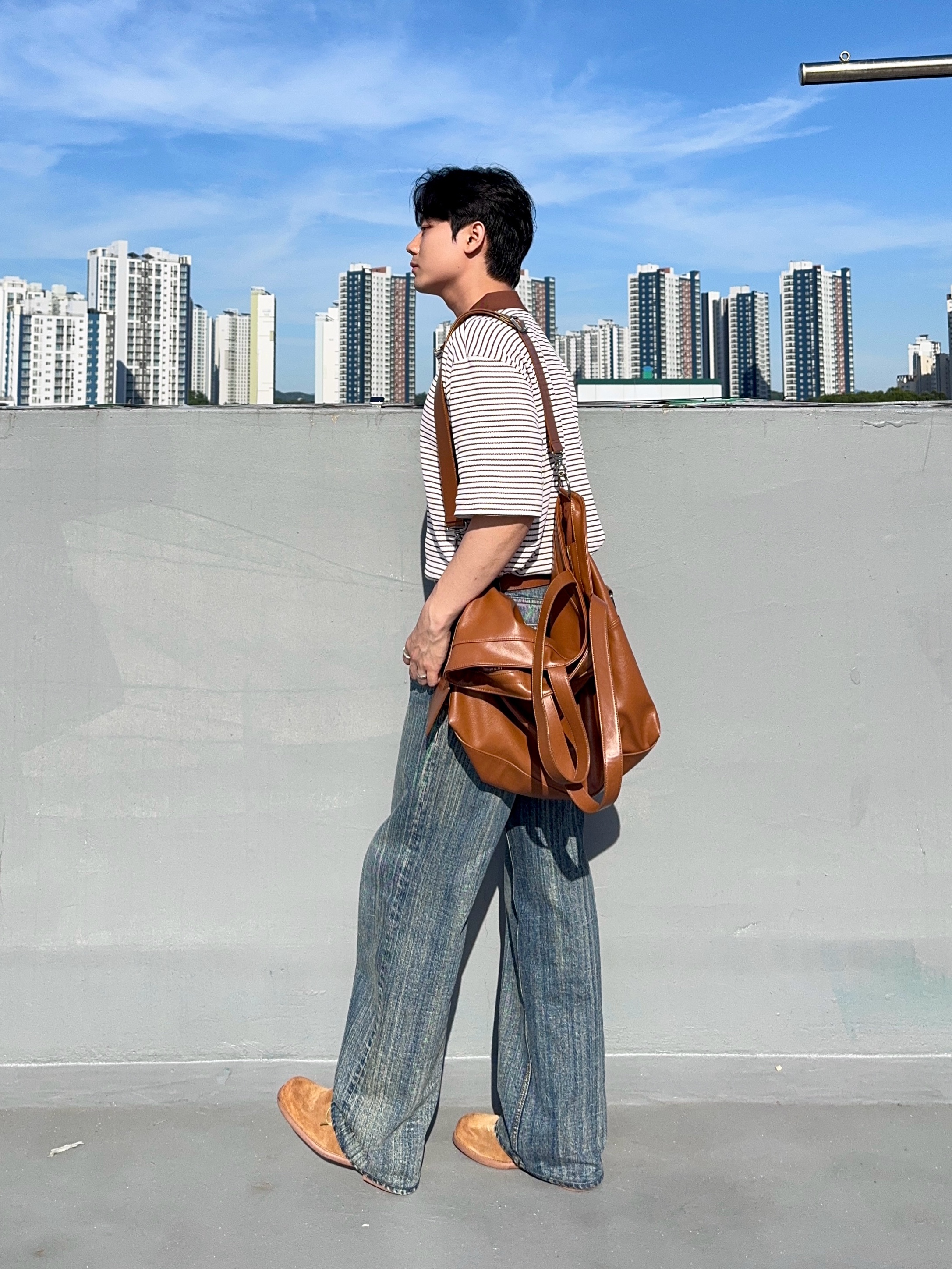 Loewe Anagram Reversible Belt Brown 착용 스타일 - 8