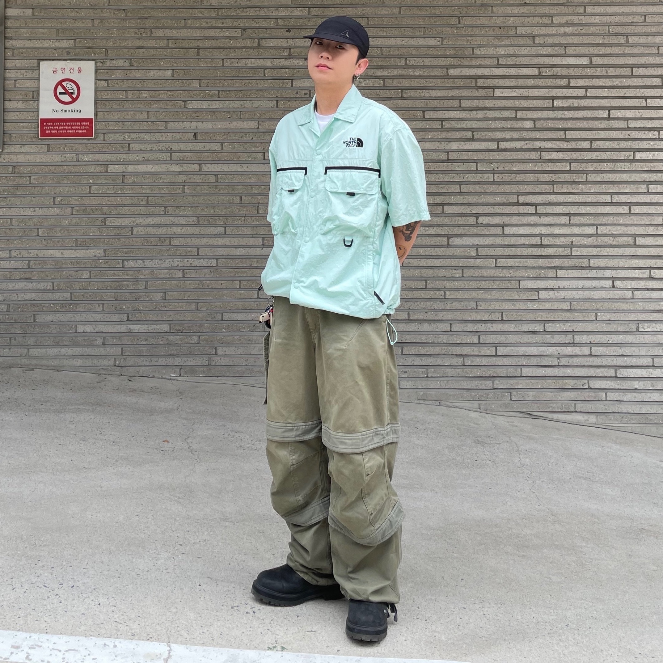 The North Face White Label Sheldon S/S Shacket Mint 착용 스타일 - 1