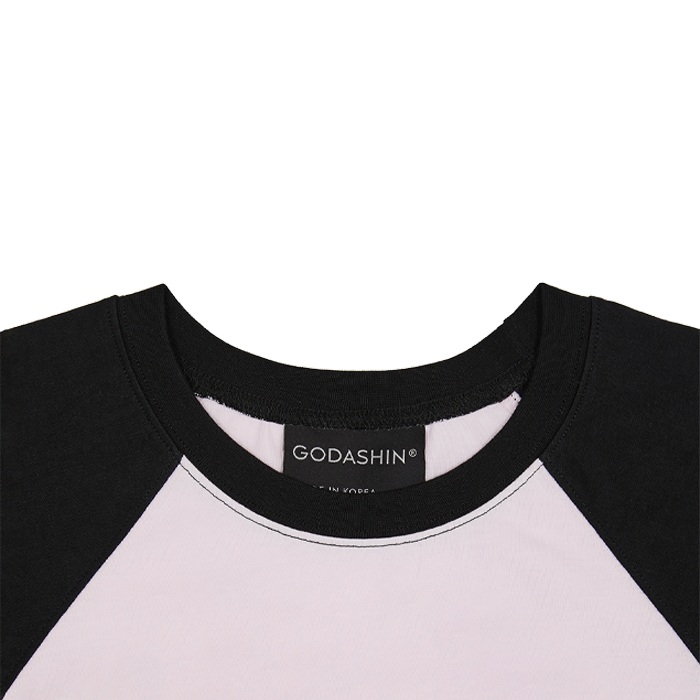 고다신 엔젤 캣츠 래글런 티셔츠 블랙+핑크(GODASHIN Angel Cats Raglan T-Shirt Black+Pink) - 4