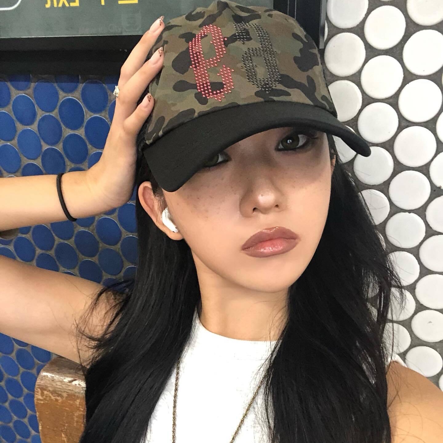Thevinylhouse Mesh Two Tone Ball Cap Black 착용 스타일