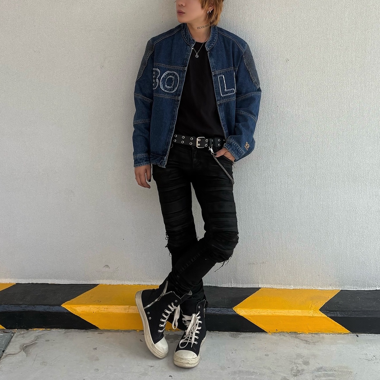 Rick Owens Drkshdw Calf Leather Penta Sneakers Black Milk White 착용 스타일 - 2