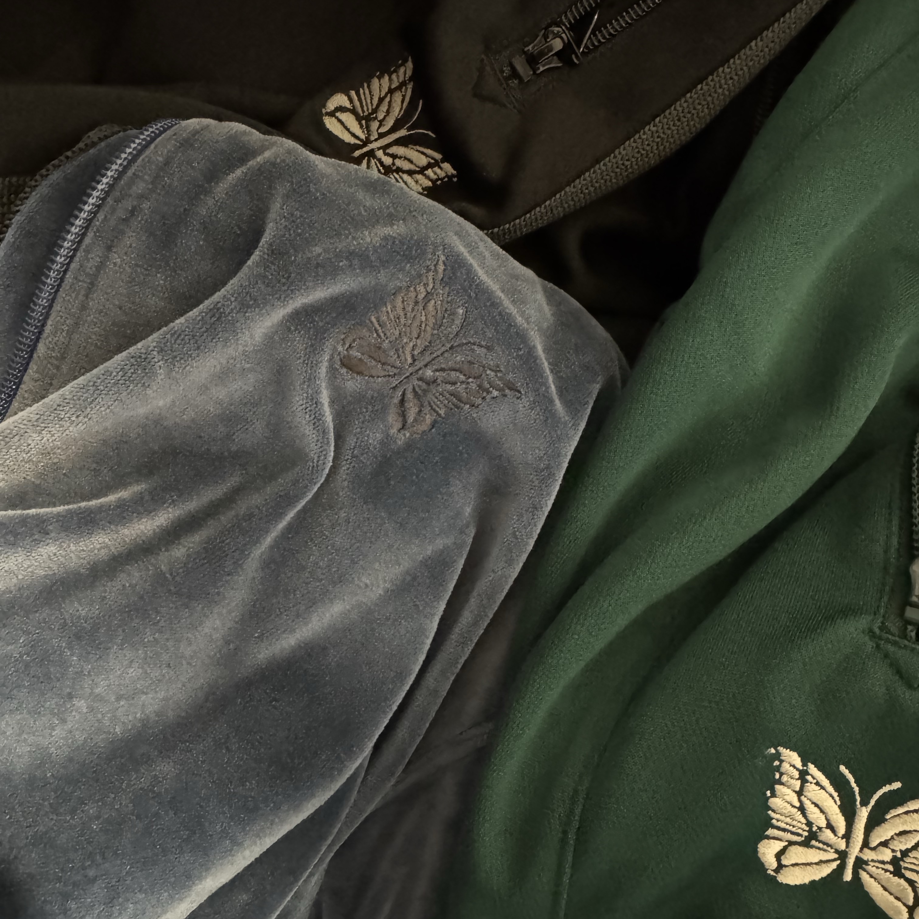 Needles x LHP H.D. Track Pants Poly Smooth Green, Needles x LHP H.D. Track Pants Poly Smooth Black - LHP Exclusive 착용 스타일