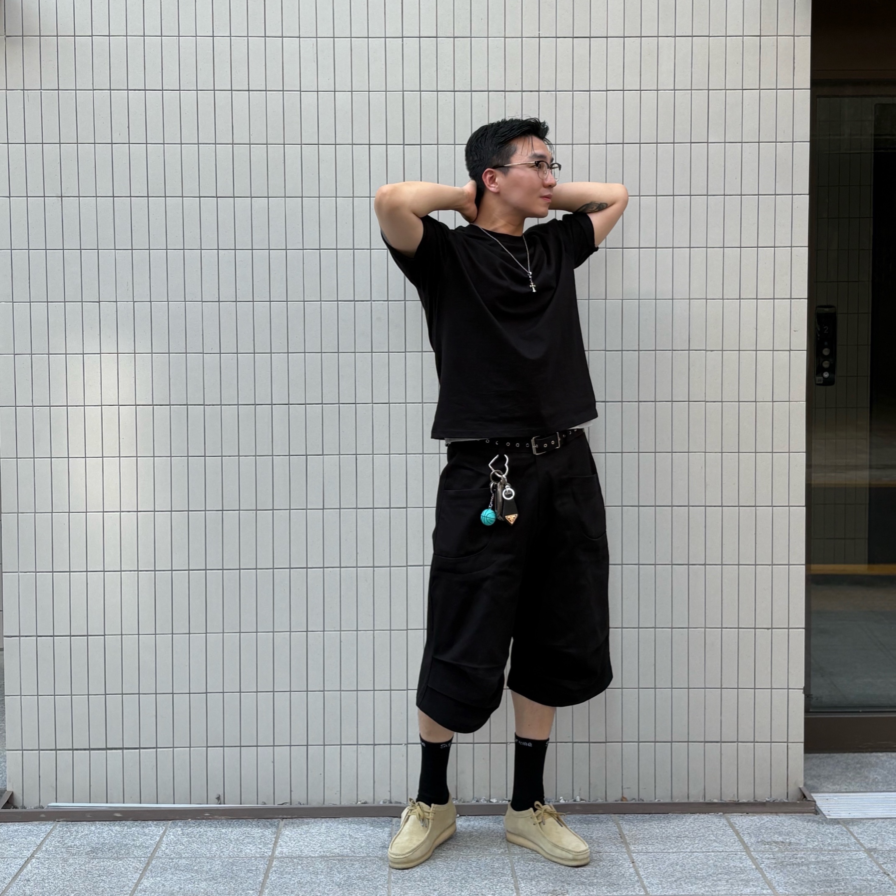 Clarks Wallabee Maple Suede - 25FW, Human Made Heart Carabiner Silver 착용 스타일 - 1