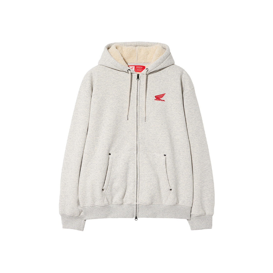 혼다 실키 보아 윙 로고 후드집업 오트밀