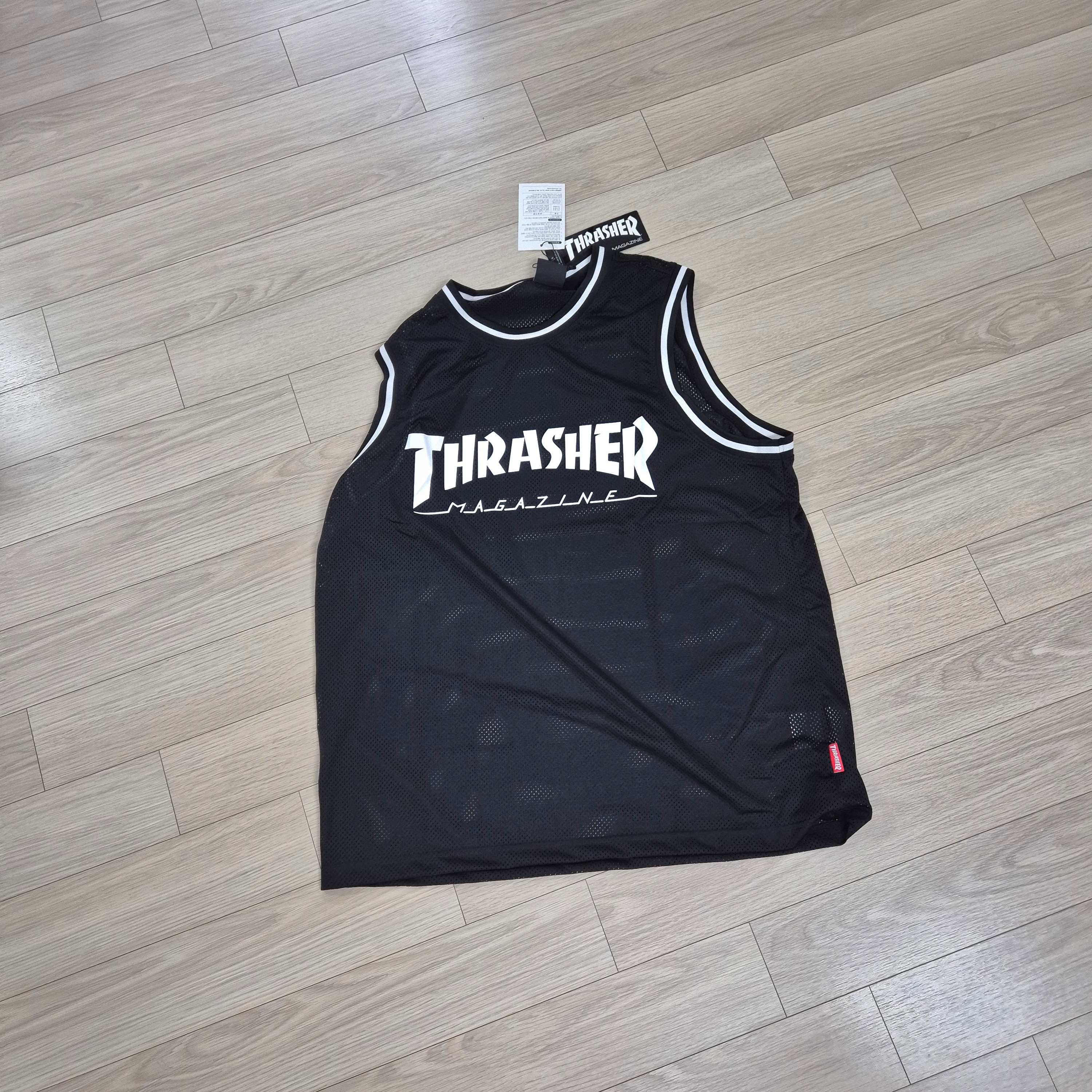 THRASHER Magazine Mesh Sleeveless Black 착용 스타일