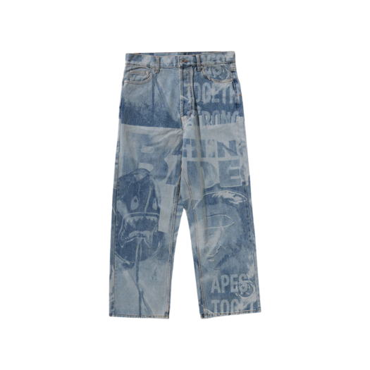 - BAPE Overall Lasered Relaxed Fit 13 oz. Denim Pants Light Indigo
