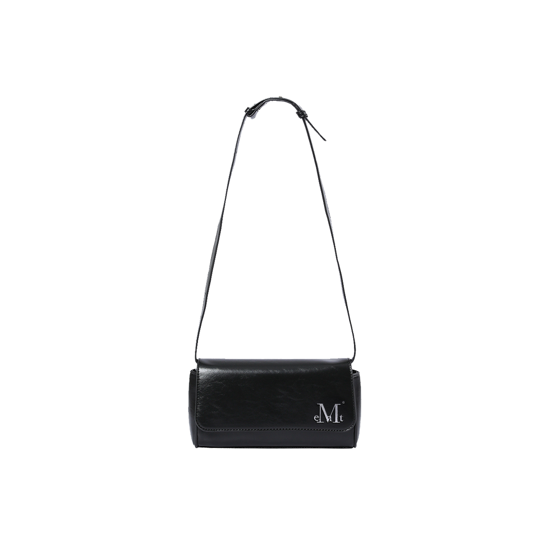P00000YC MUCENT Banon Silver Stich Square Shoulder Bag Unisex Black