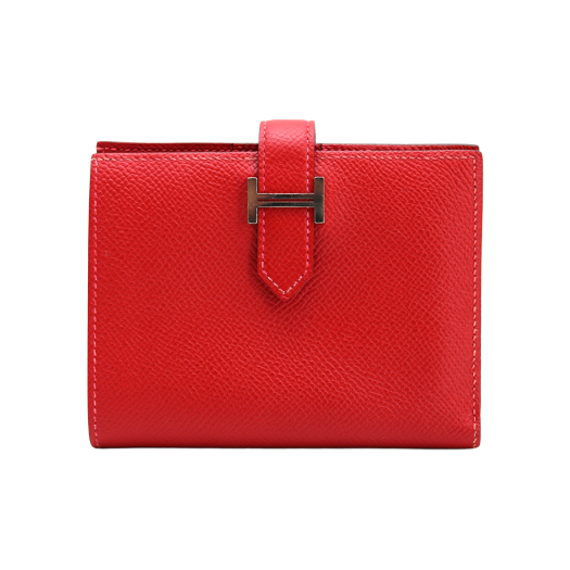 ITJCD5DUA5VQ Hermes Bearn Compact Wallet Y Stamp Rouge Casaque