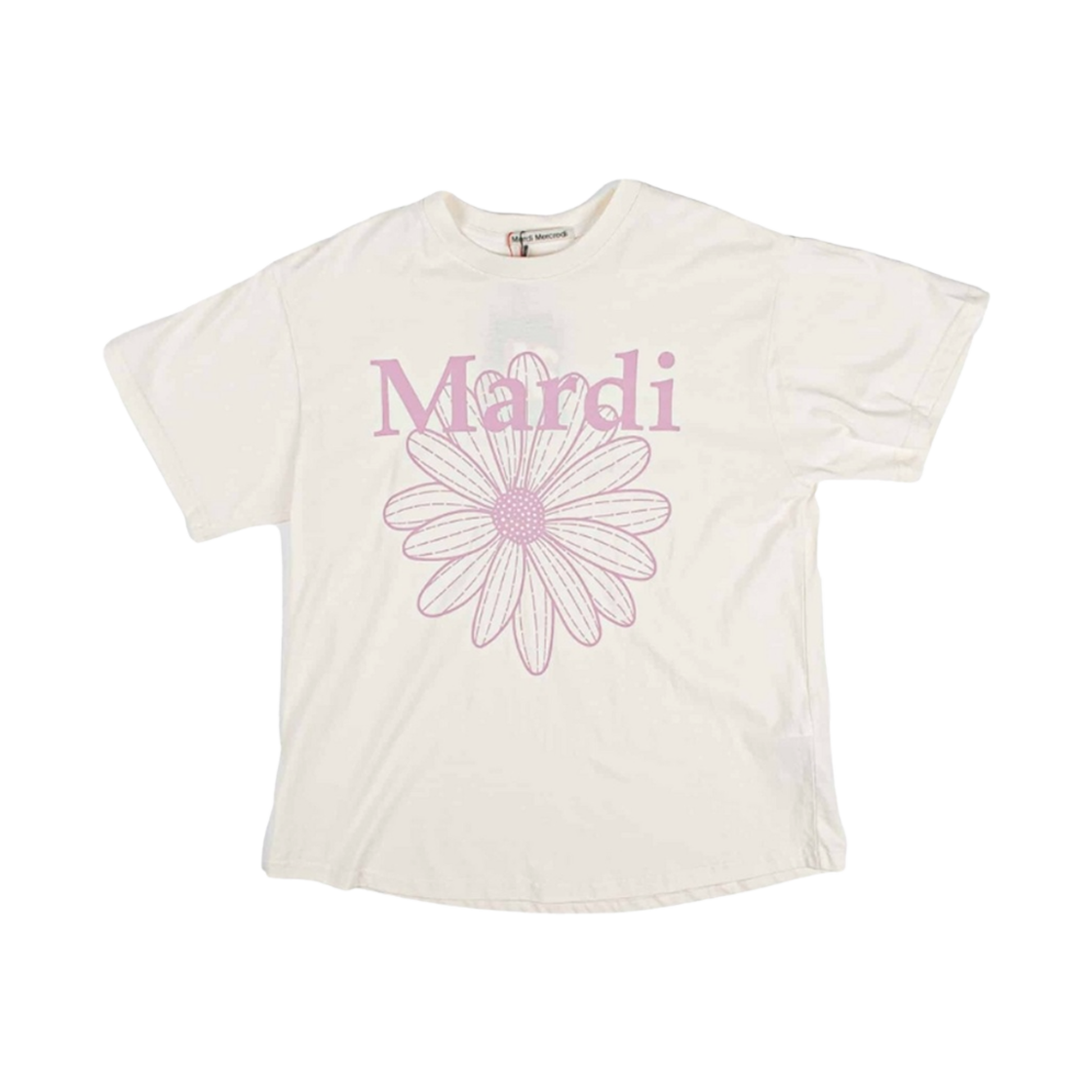 (W) 마르디 메크르디 플라워마르디 티셔츠 크림 핑크((W) Mardi Mercredi Flowermardi T-Shirt Cream Pink) - 1