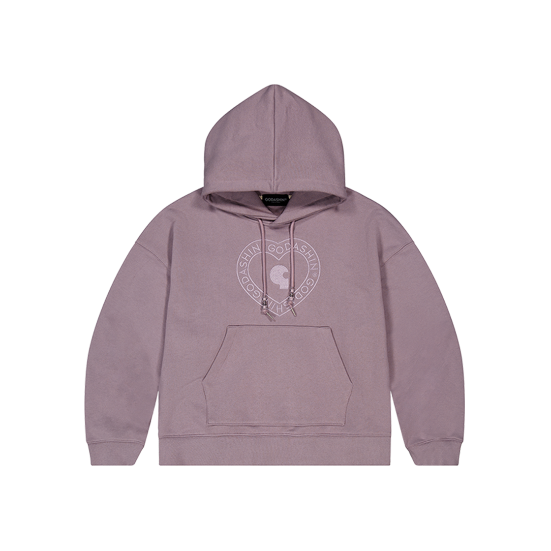 고다신 하트 로고 비즈 후디 페일 퍼플(GODASHIN Heart Logo Beads Hoodie Pale Purple)