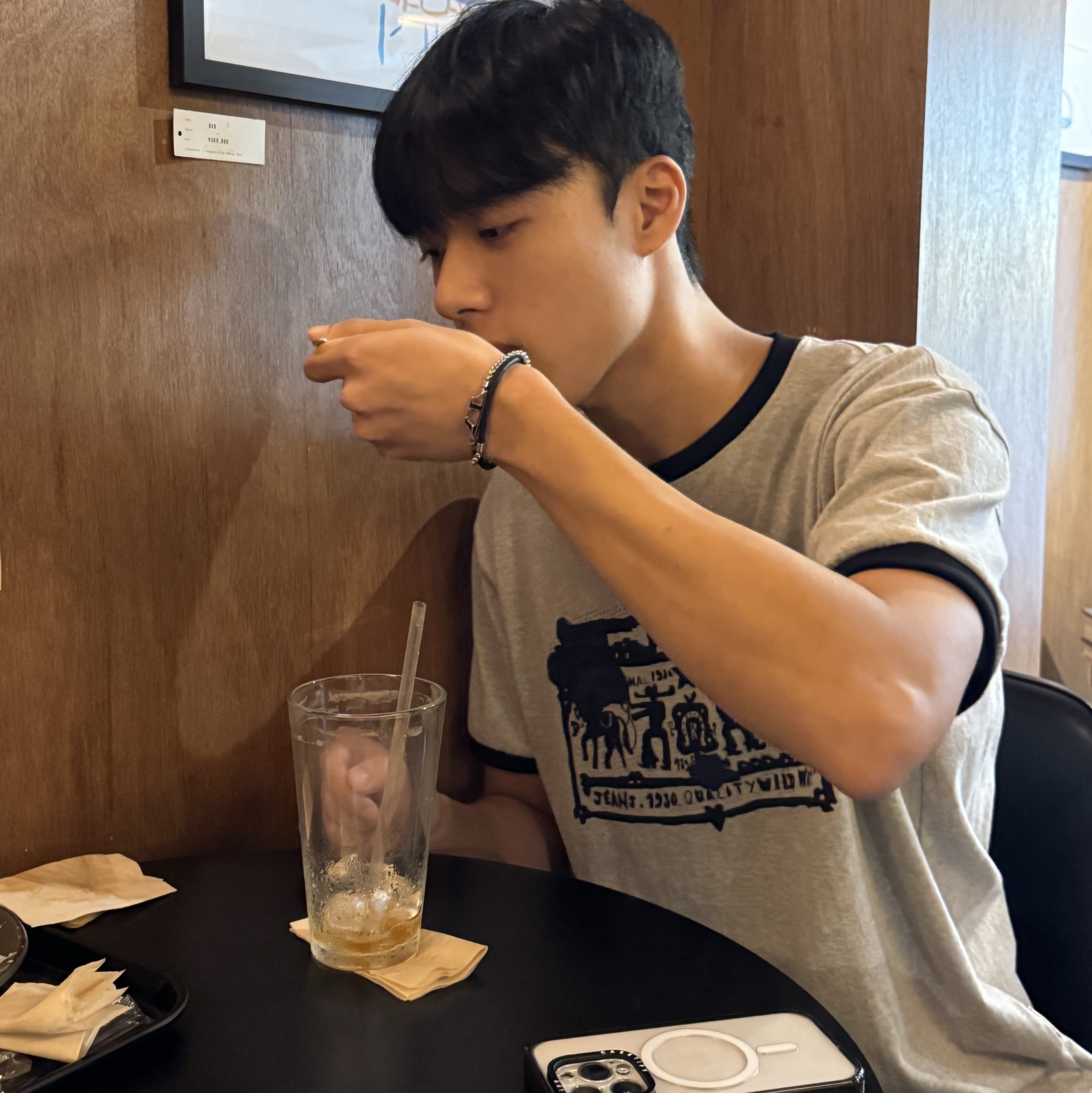 Diesel Dx1472 Stainless Steel Chain Bracelet Silver Black, Thevinylhouse Cowboy Pictogram Ringer Tee Grey 착용 스타일 - 1