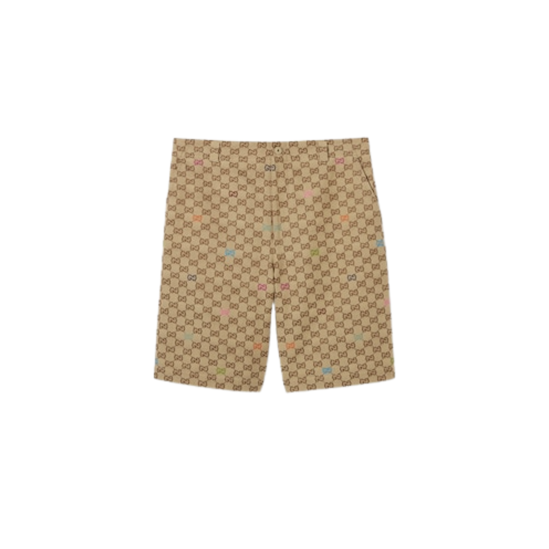 814728-ZAS81-2137 Gucci GG Canvas Shorts Beige Dark Brown
