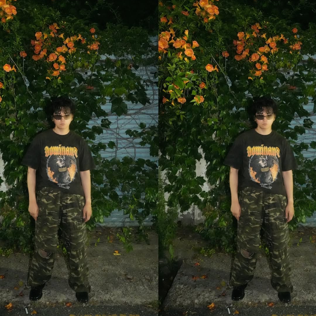 Dominant 2Way Zip-Off Camo Pants, Dominant Doberman Washing T-Shirts 착용 스타일 - 2