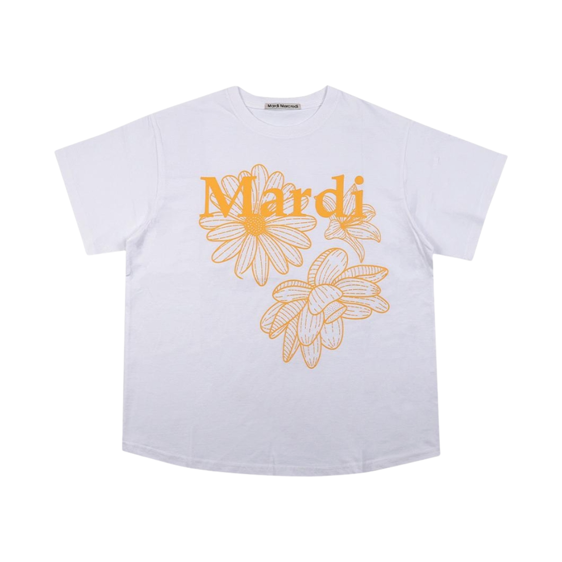 - (W) Mardi Mercredi Triple Flower T-Shirt White Tangerine