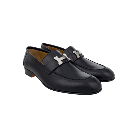 ITOKOG52L3LT Hermes Paris Loafers Size 41 Black Silver