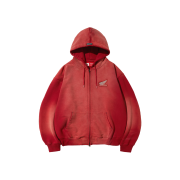 Honda Stud Wing Washing Hoodie Zip-up_Dark Red