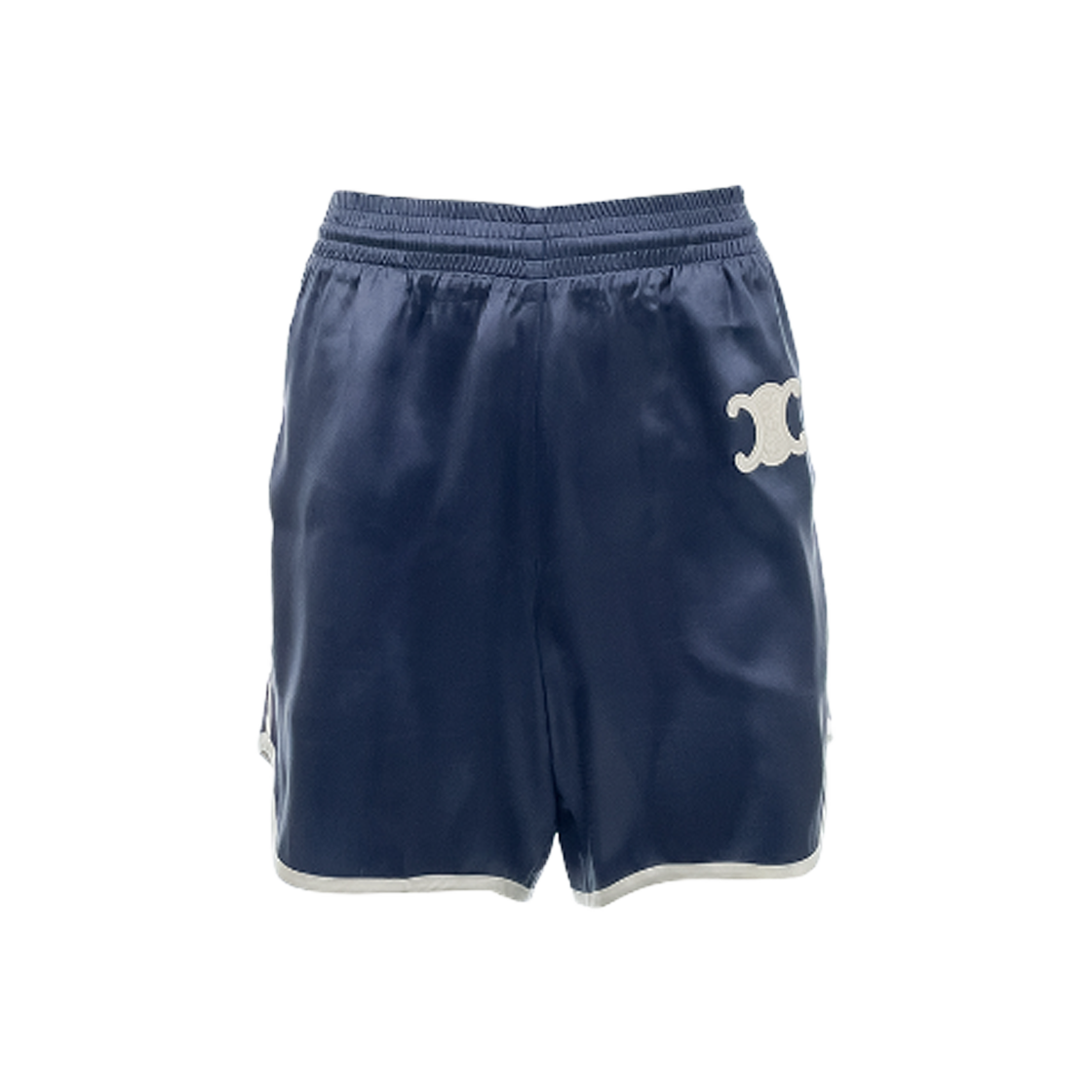 ITOVWLSTUSCR Celine Triomphe Silk Shorts Size 34 Blue