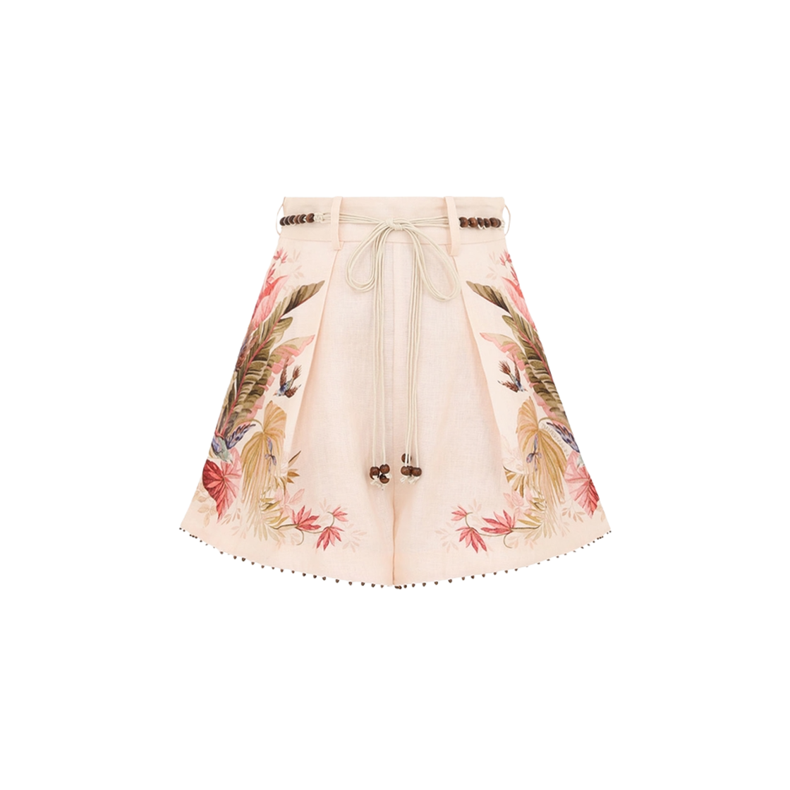(W) 짐머만 어센션 턱 쇼츠 크림 팜((W) Zimmermann Ascension Tuck Shorts Cream Palm)