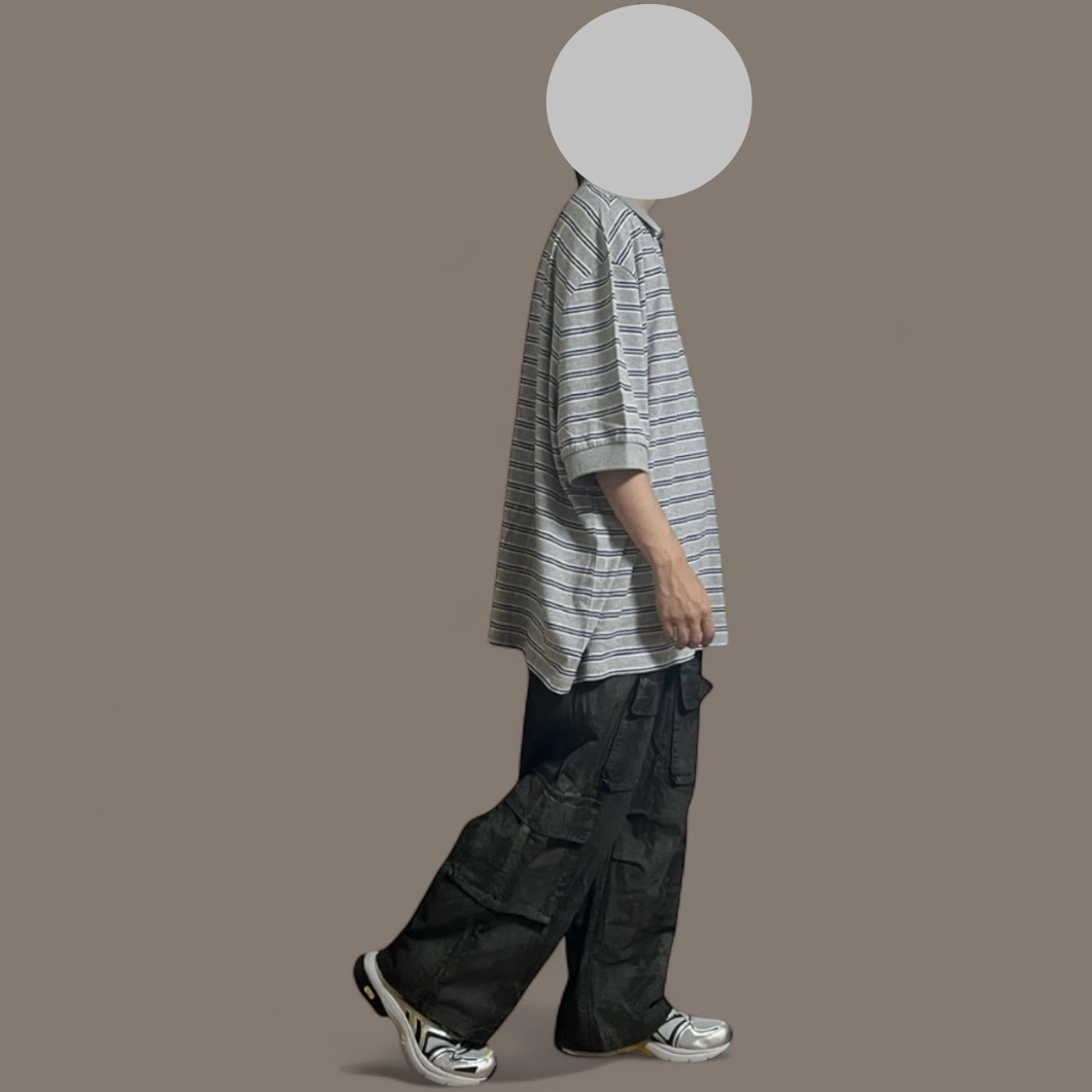 [KREAM 단독] MJD Oversized Stripe Polo Melange Grey 착용 스타일