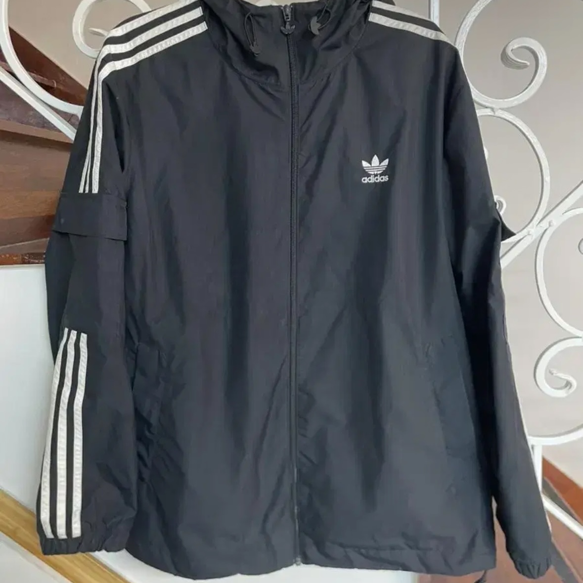 Adidas 3-Stripes Windbreaker Black - KR Sizing 착용 스타일
