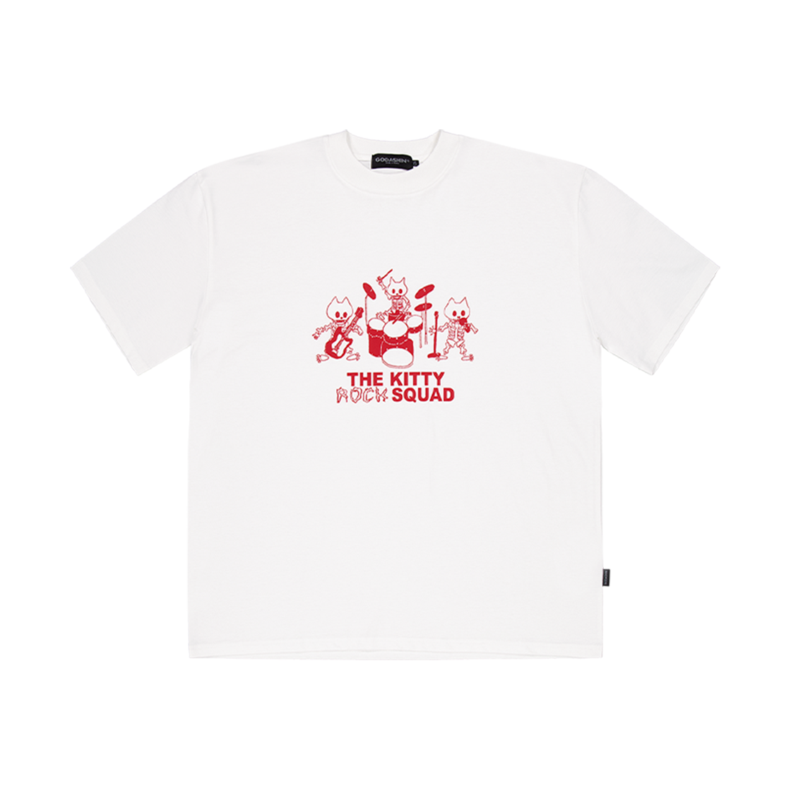 GDS51RUST01WHFF GODASHIN Kitty Rock Squad T-Shirt White