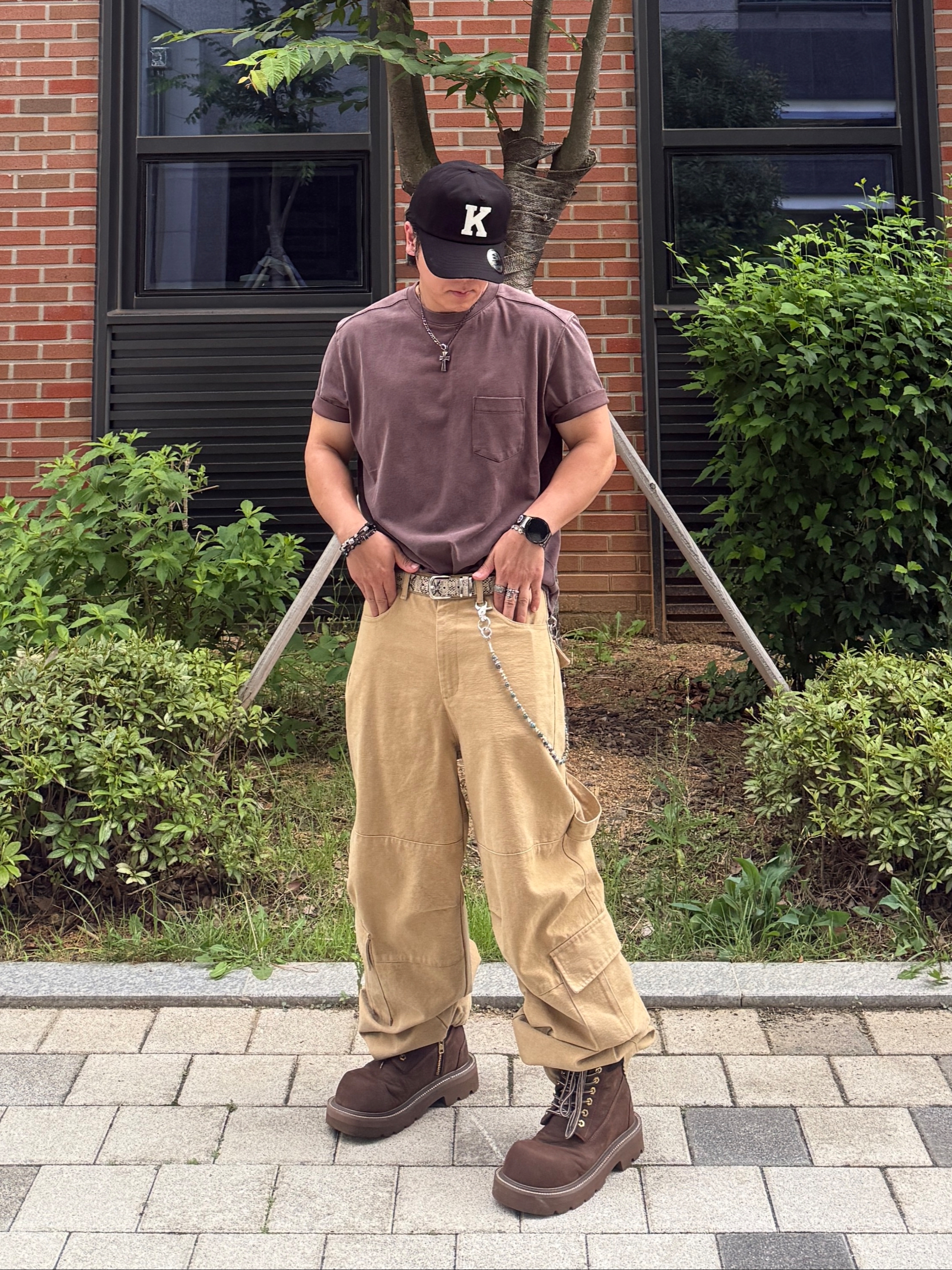 [KREAM 단독] Kamien x KOIN SEOUL K Logo Ball Cap Black, Kamien x KOIN SEOUL K Logo Ball Cap Black 착용 스타일 - 1