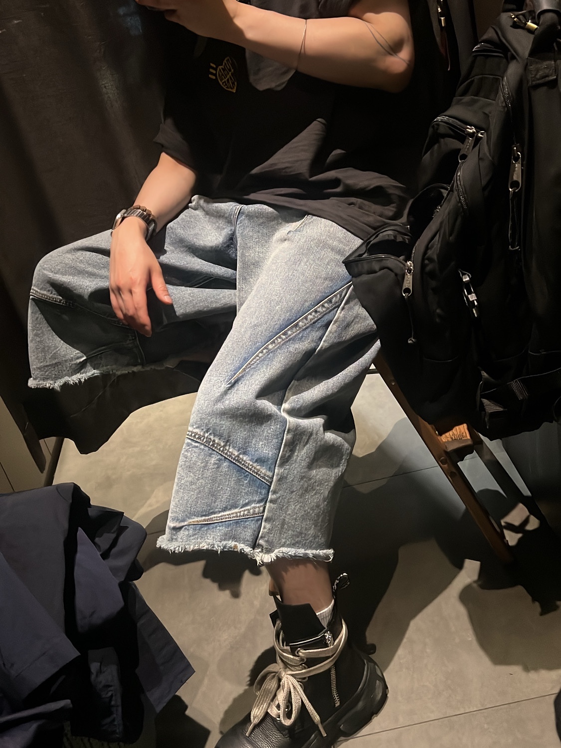 Dr. Martens x Rick Owens 1460 DMXL Jumbo Lace Boots Black, Human Made Graphic T-Shirt #1 3 Black 착용 스타일