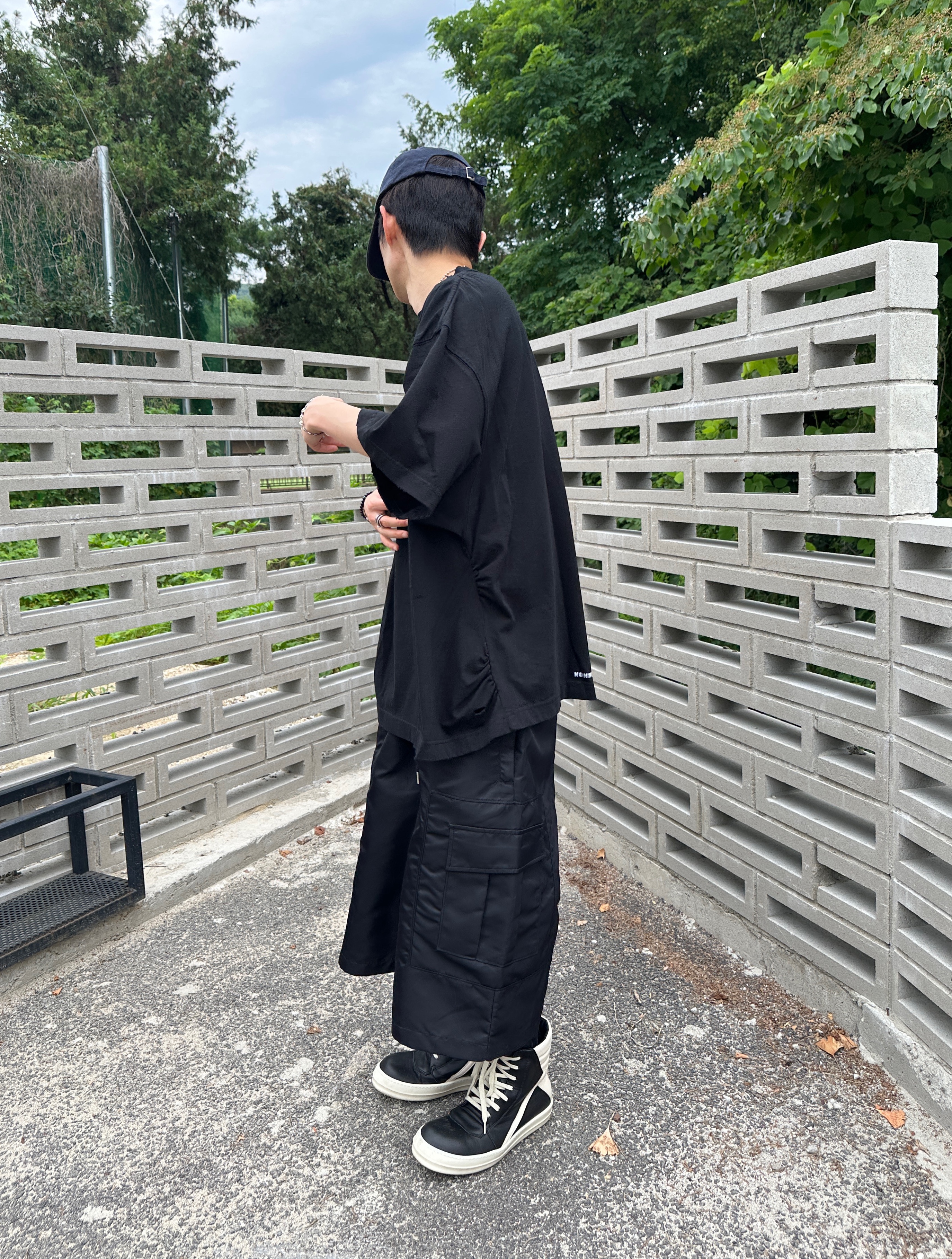 [더블적립]Farfromwhat Far Patch Logo Cap Navy, Nonnod Puckering News T-shirt Vintage black 착용 스타일 - 5