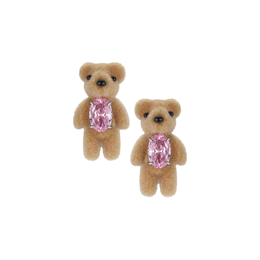 KW5DJEEYV09PK Yvmin Mini Flocked Bear Earring Pink - 25FW