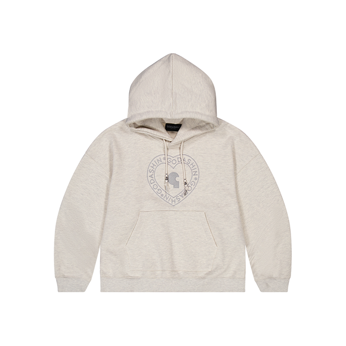 GDS51RUHD02OTFF GODASHIN Heart Logo Beads Hoodie Oatmeal