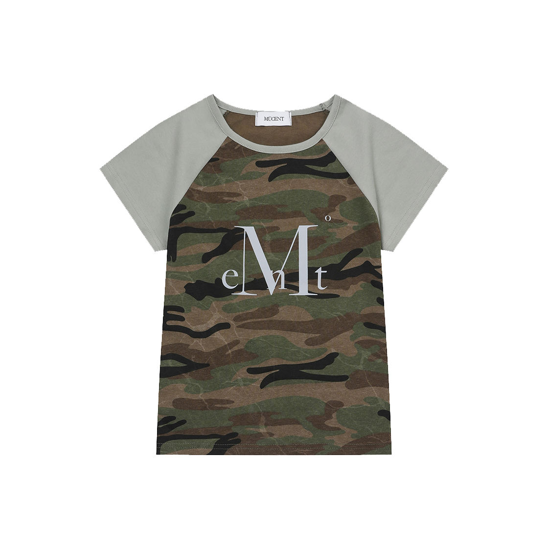 P00000YG MUCENT Ruffin Camo Raglan Slim Fit Half T Beige