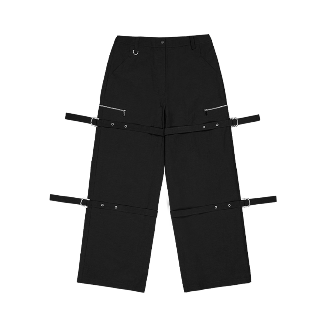 고다신 스퀘어 링 벨트 팬츠 블랙(GODASHIN Square Ring Belt Pants Black)