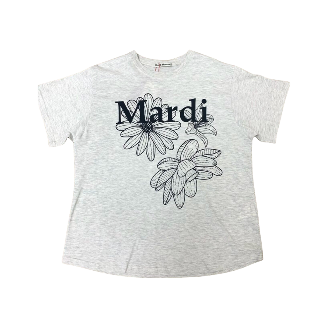 - (W) Mardi Mercredi Triple Flower T-Shirt Oatmeal Black