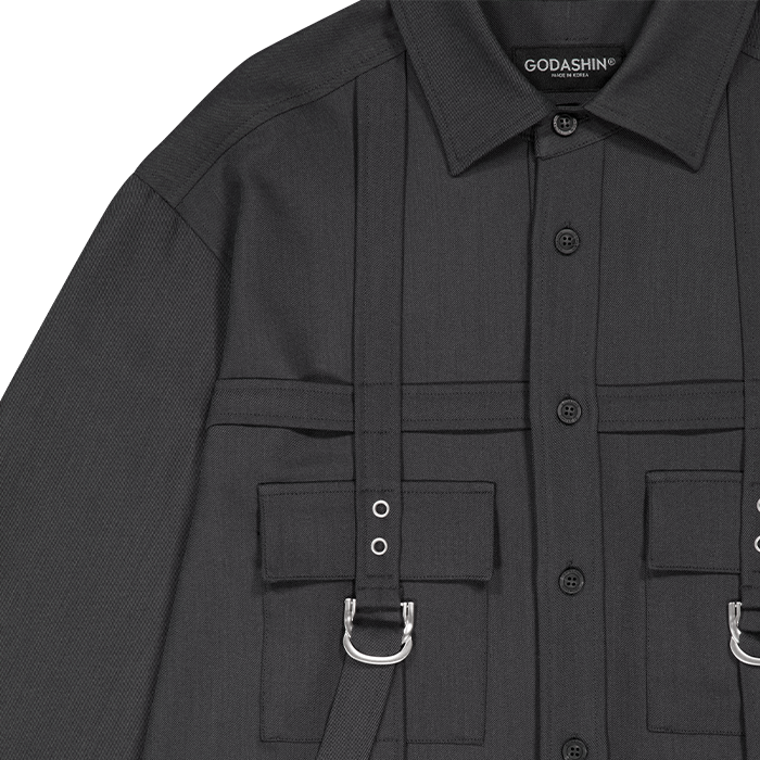 GDS51RUSH01CHFF [KREAM 단독] GODASHIN Square Ring Belt Shirt Charcoal - #3