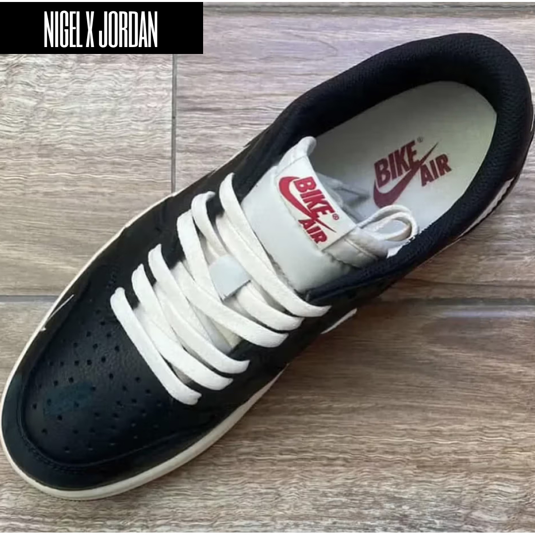 Jordan 4 x Nigel Sylvester RM SP Driveway Grey, Jordan 4 x Nigel Sylvester Retro OG SP Brick by Brick 착용 스타일 - 2