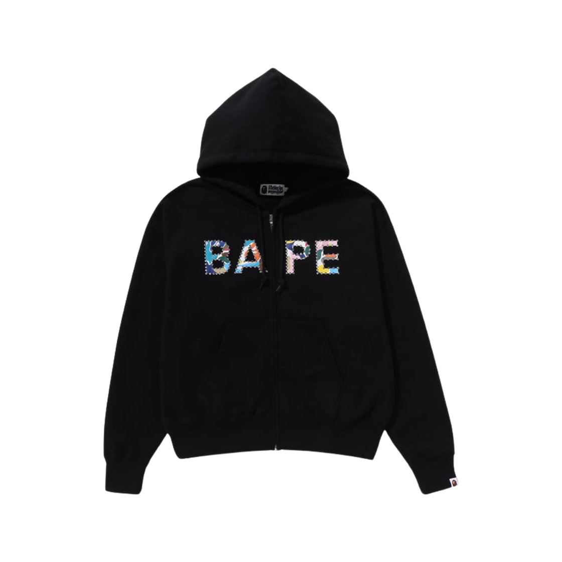 - (W) BAPE Multi Camo Crystal Logo Wide Zip Hoodie Black