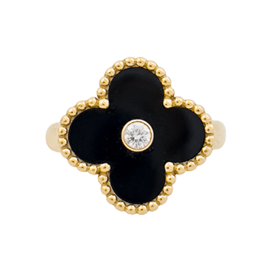 IT3JCMRJ9EDR Van Cleef & Arpels & Arpels Alhambra Ring Size 48 18K Yellow Gold Onyx Diamond