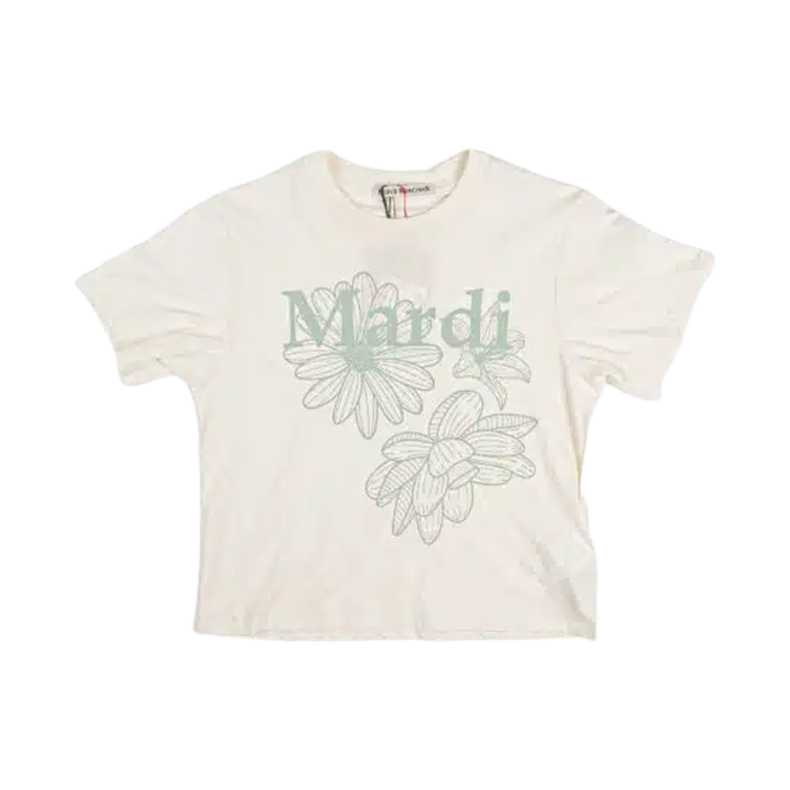 - (W) Mardi Mercredi Triple Flower Slim T-Shirt Cream Mossgreen