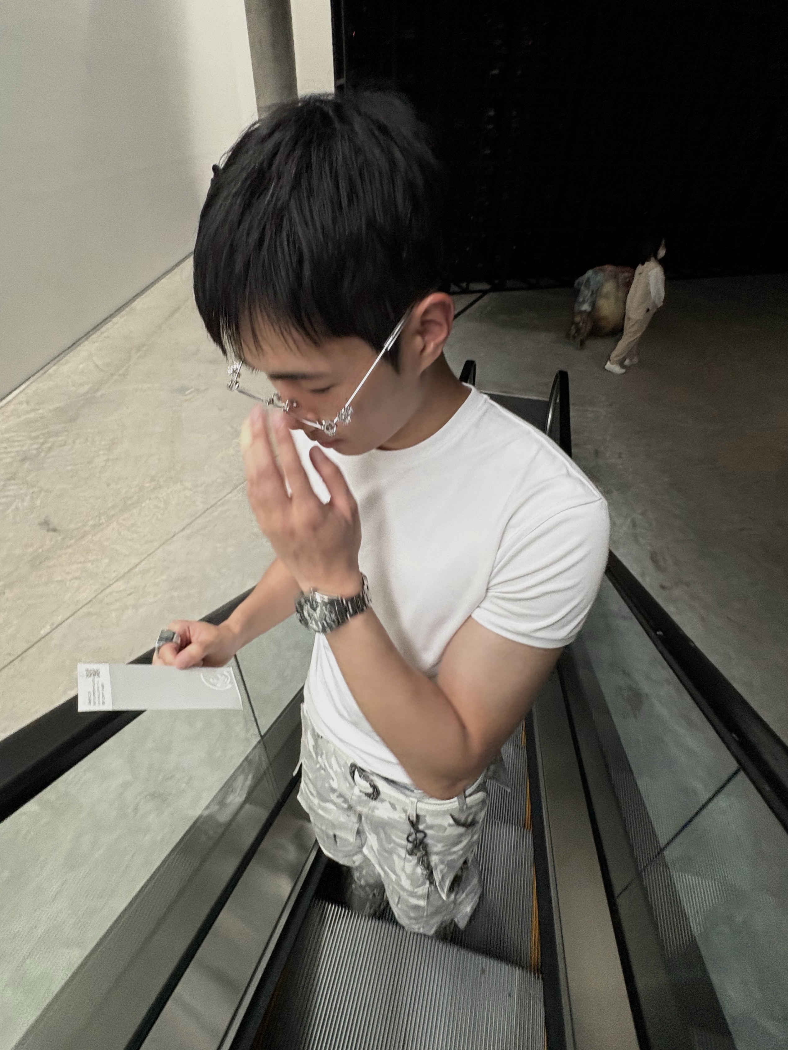 Farfromwhat Far Camo Cargo Pants White 착용 스타일 - 3