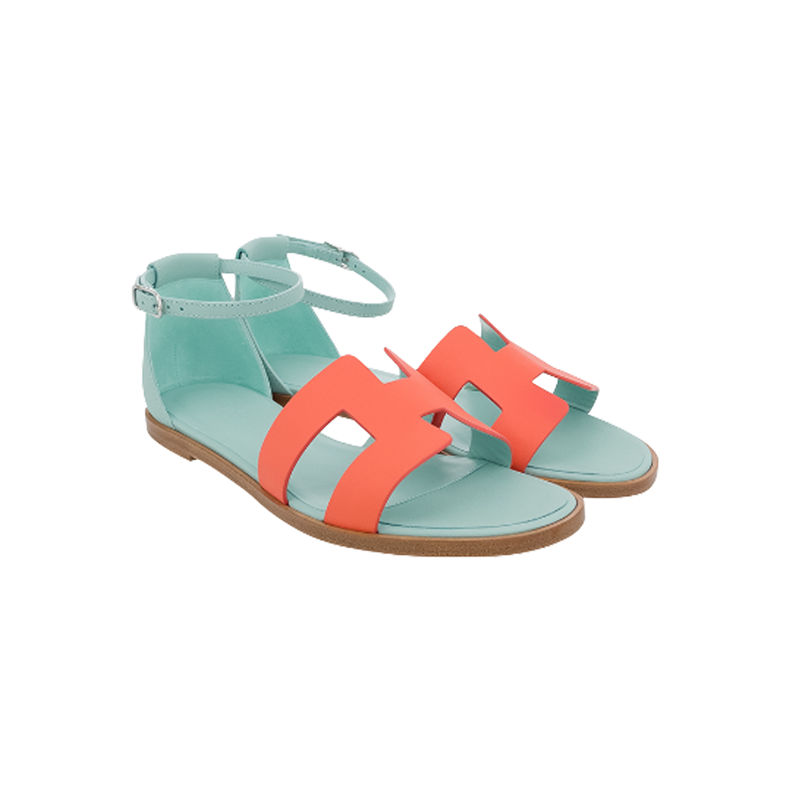 에르메스 산토리니 샌들 37 로즈소르베/베르트엠브룬