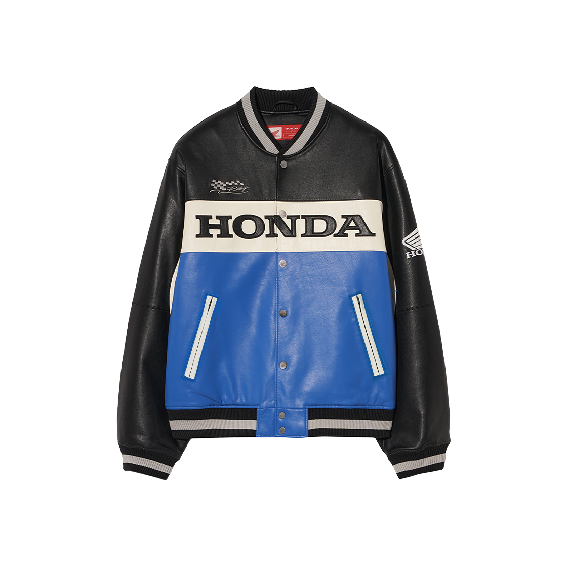 HEW1JK301ABL Honda Wappen Leather Varsity Jacket_Blue