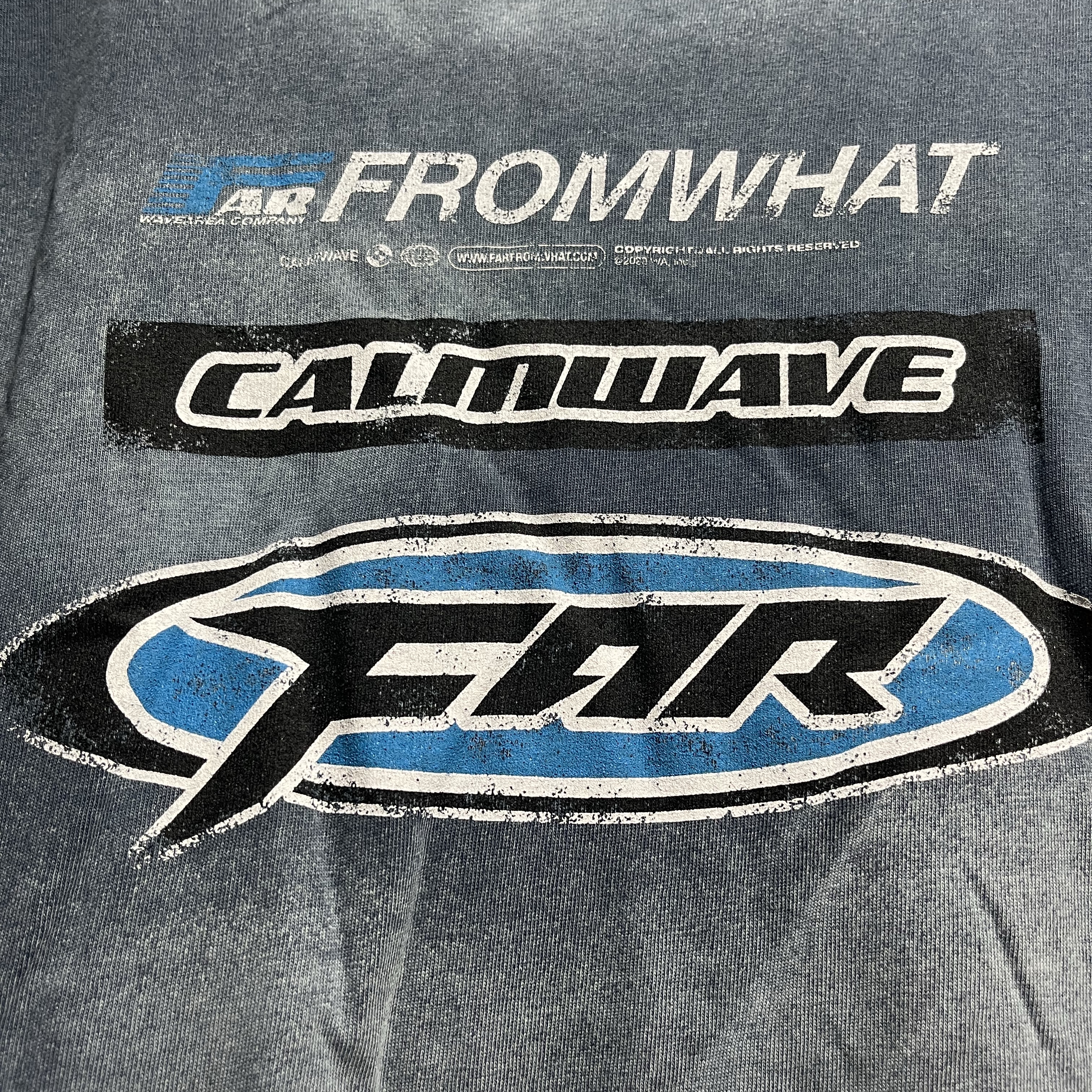 [더블적립]Farfromwhat Far Washed Logo T-Shirts Navy 착용 스타일